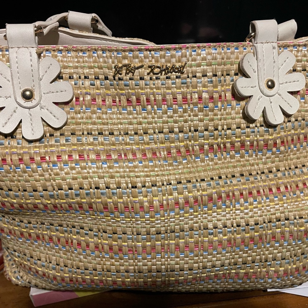 KaBeige and Multicolor Woven Tote Bag